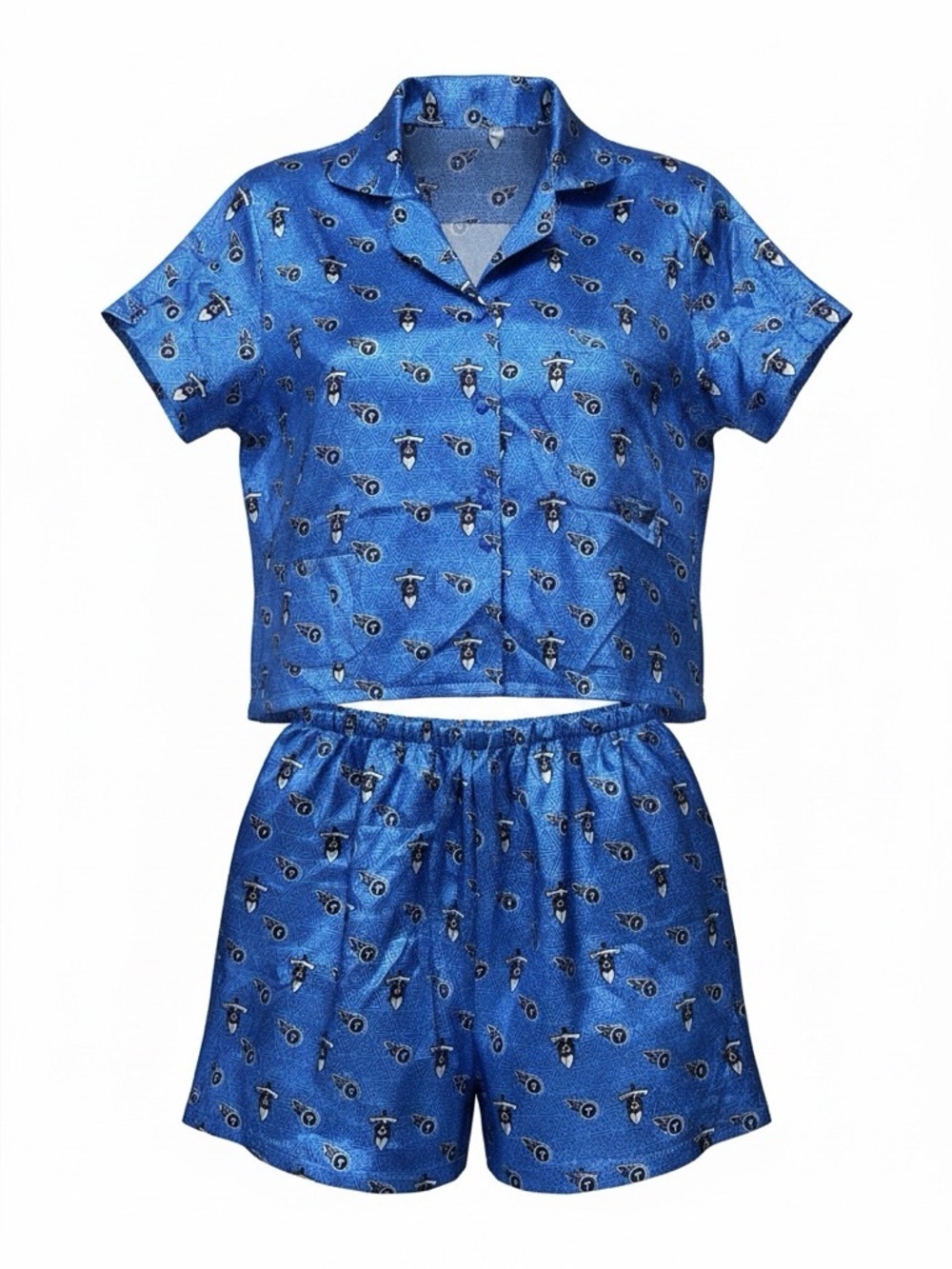 VTG Tennessee Titans Pajama Set XL Blue NFL Sleepwear Top Shorts Lounge Set